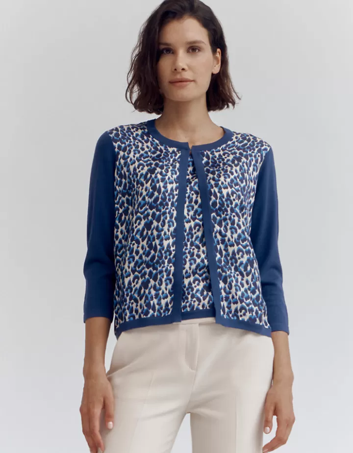 Maille>DEVERNOIS Gilet bi-matière En twill de soie Bleu
