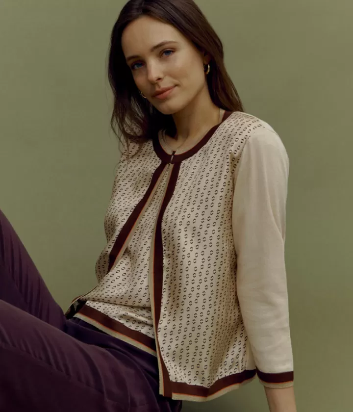 Maille>DEVERNOIS Gilet bimatière En twill de soie et viscose Beige