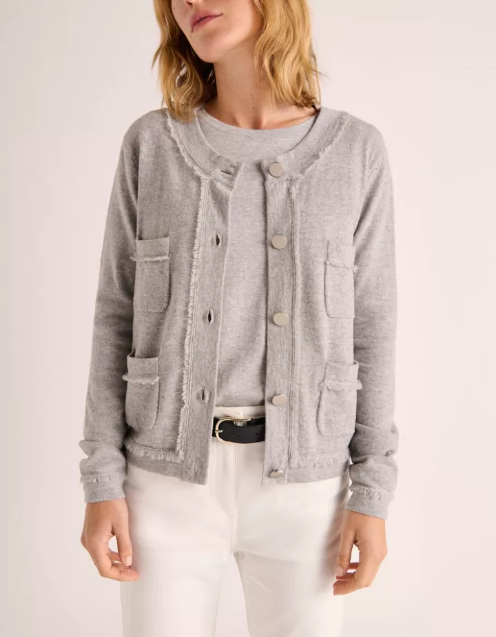 Maille>DEVERNOIS Gilet En laine et cachemire Grisasphalte