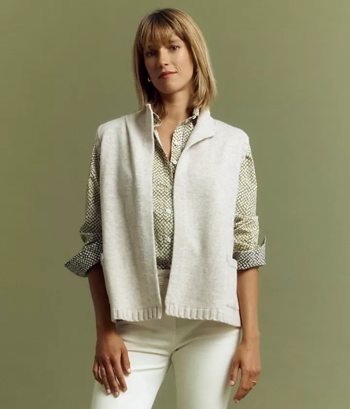 Maille>DEVERNOIS Gilet en laine et cachemire Sans manches Beigechampagne