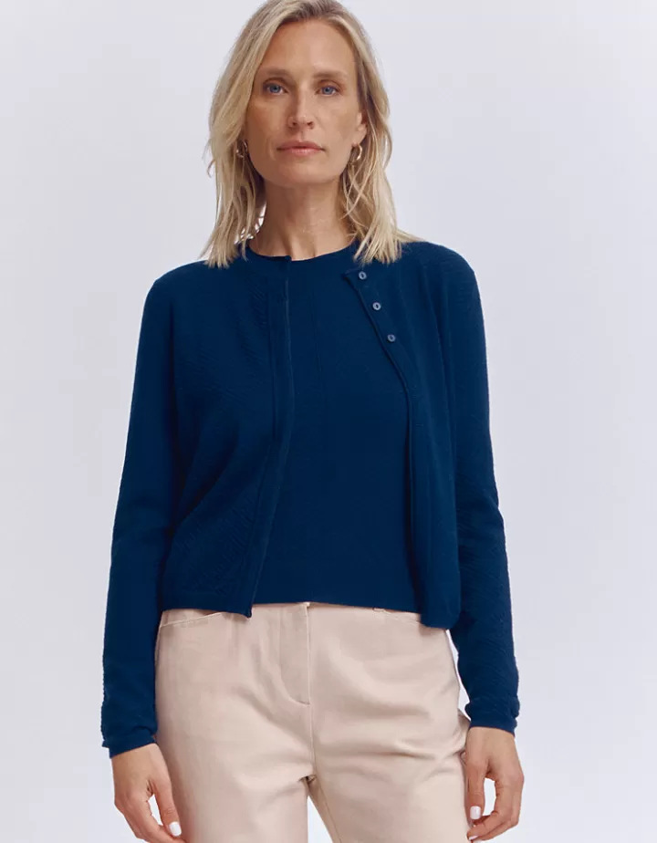 Maille>DEVERNOIS Gilet En laine mérinos Marine