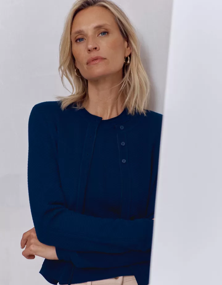Maille>DEVERNOIS Gilet En laine mérinos Marine