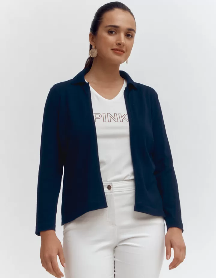 Maille>DEVERNOIS Gilet maille en mérinos Tricoté en France Marine