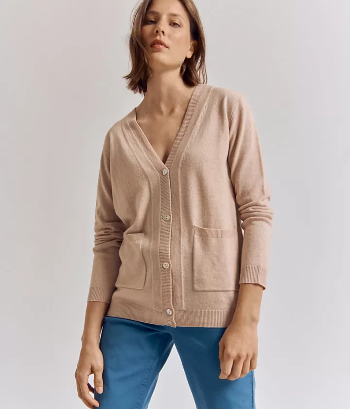 Maille>DEVERNOIS Gilet maille irisée En laine et cachemire Beigepeau