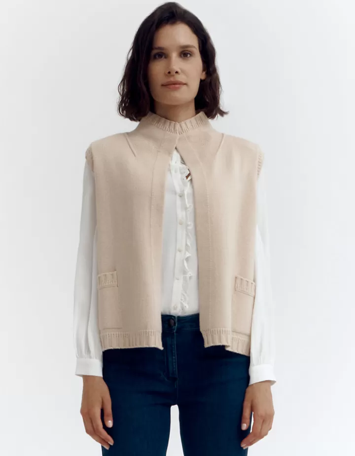 Maille>DEVERNOIS Gilet maille sans manches En laine et cachemire Beigenude