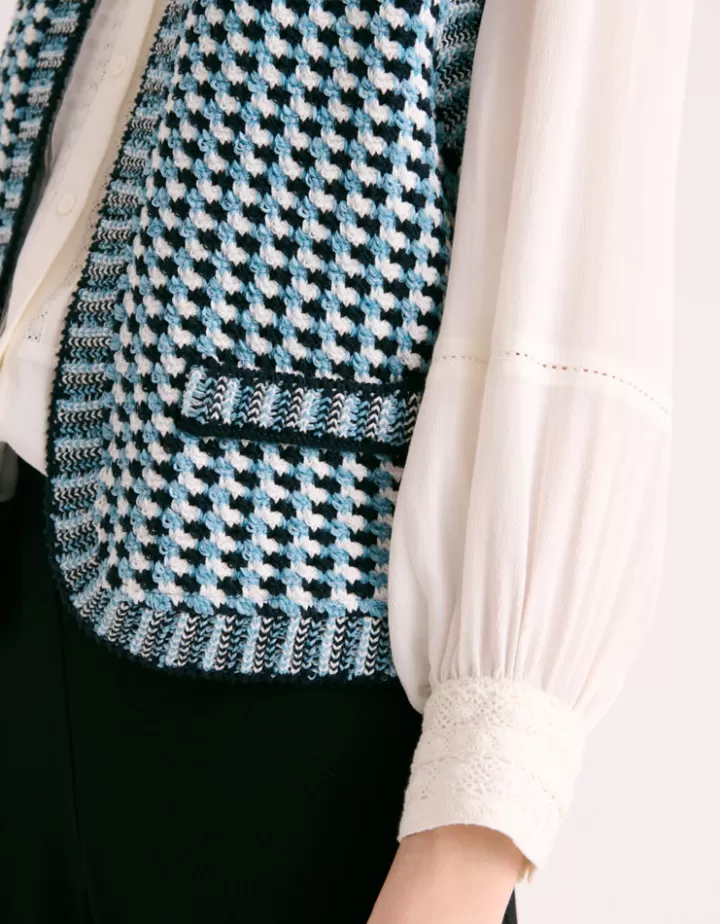 Maille>DEVERNOIS Gilet maille sans manches Tricoté en France Bleu
