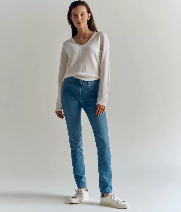 Pantalons>DEVERNOIS Jean 5 poches Tissu écologique Bleujean