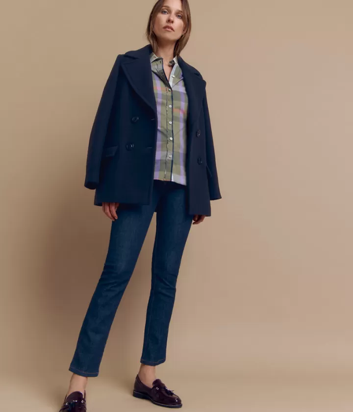 Pantalons>DEVERNOIS Jean en coton stretch 5 poches Marine
