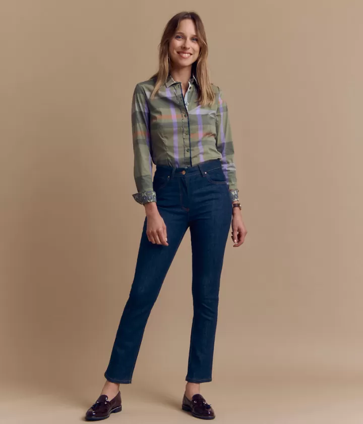 Pantalons>DEVERNOIS Jean en coton stretch 5 poches Marine