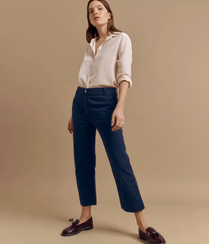 Pantalons>DEVERNOIS Jean 7/8ème en coton stretch Jambes évasées Bleunavy