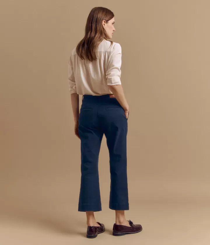Pantalons>DEVERNOIS Jean 7/8ème en coton stretch Jambes évasées Bleunavy