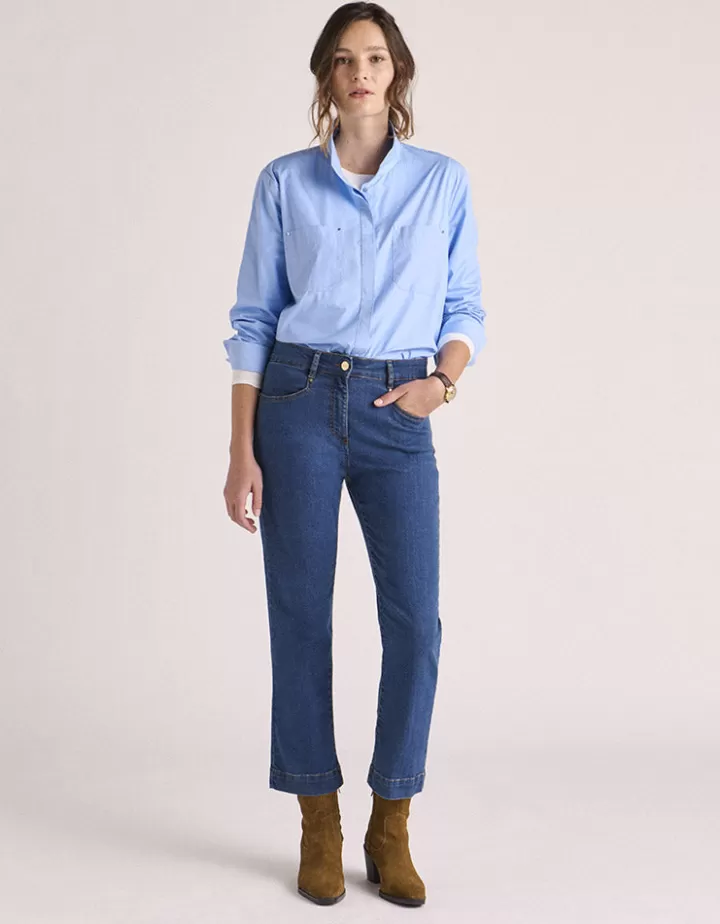 Pantalons>DEVERNOIS Jeans délavé En coton stretch Bleujean