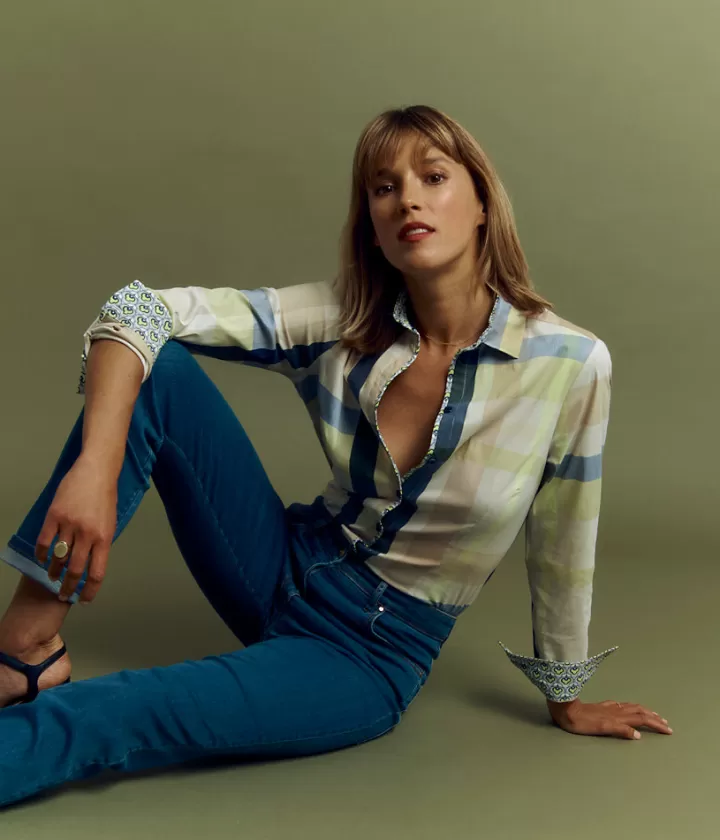 Pantalons>DEVERNOIS Jeans droit en coton Stretch Bleujean