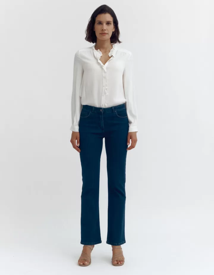 Pantalons>DEVERNOIS Jeans flare En coton stretch Marine