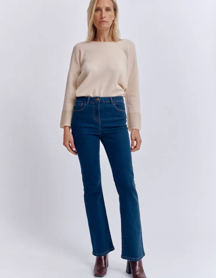 Pantalons>DEVERNOIS Jeans flare En coton stretch Marine