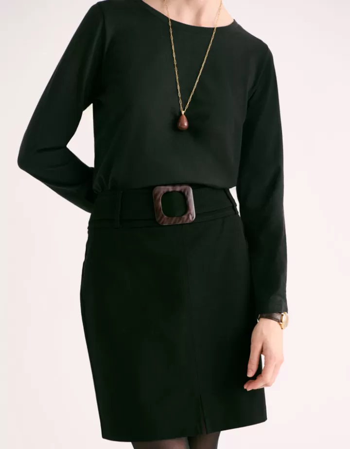 Robes & Jupes>DEVERNOIS Jupe droite En coton stretch Noir