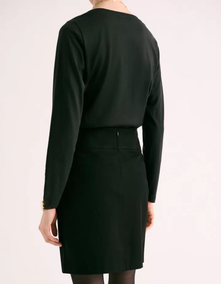 Robes & Jupes>DEVERNOIS Jupe droite En coton stretch Noir