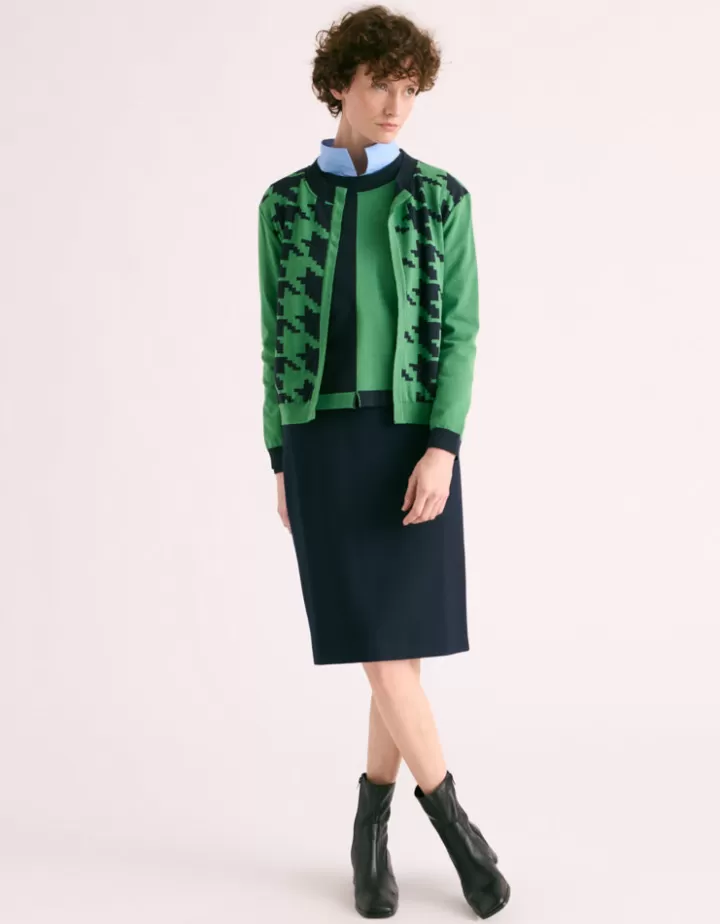Robes & Jupes>DEVERNOIS Jupe droite En stretch Marine