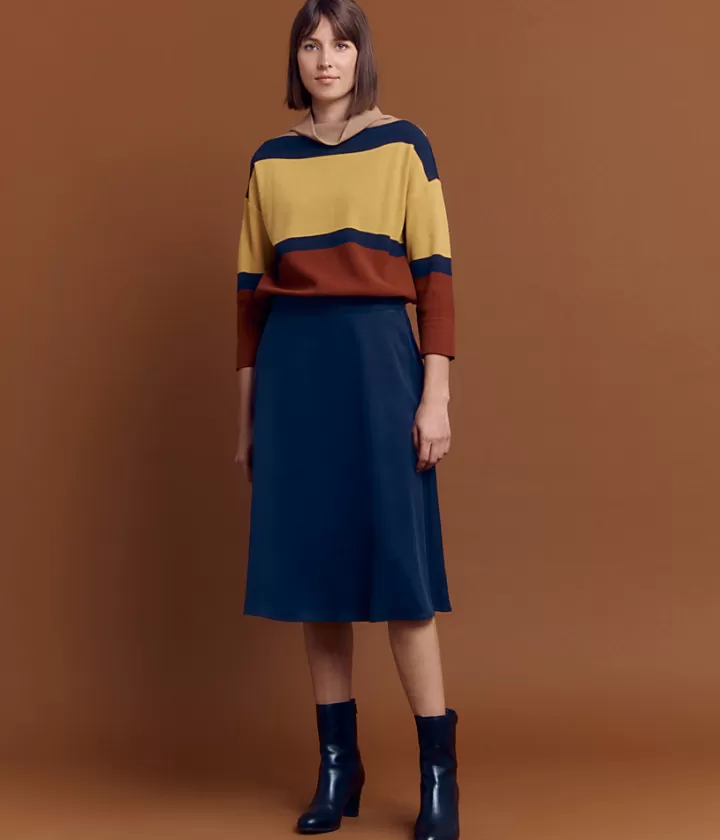 Robes & Jupes>DEVERNOIS Jupe fluide Longueur genoux Bleunavy
