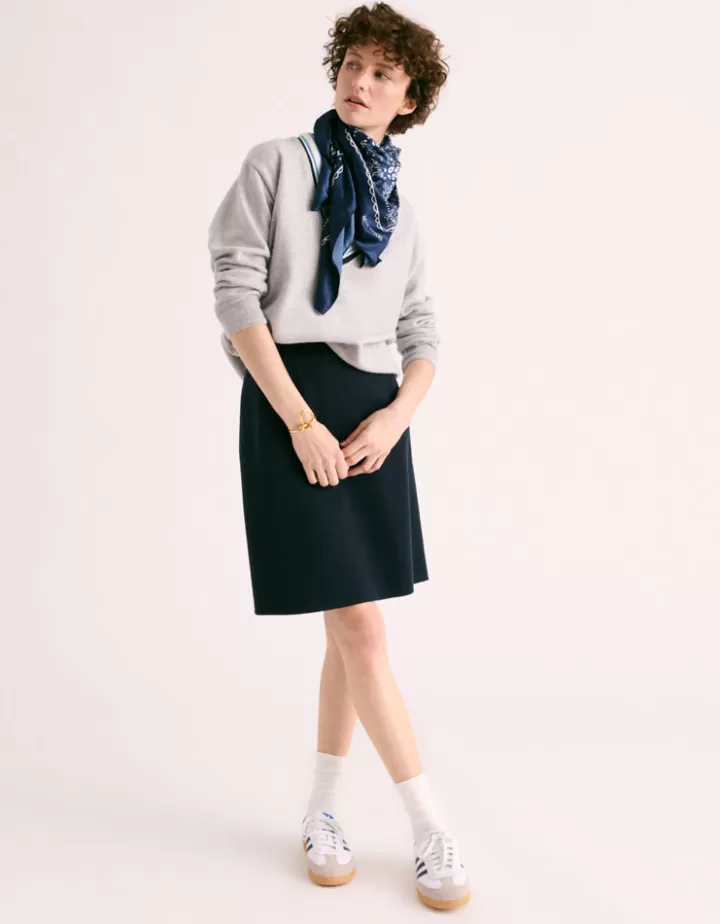 Robes & Jupes | Maille>DEVERNOIS Jupe maille en laine mérinos Tricotée en France Stone