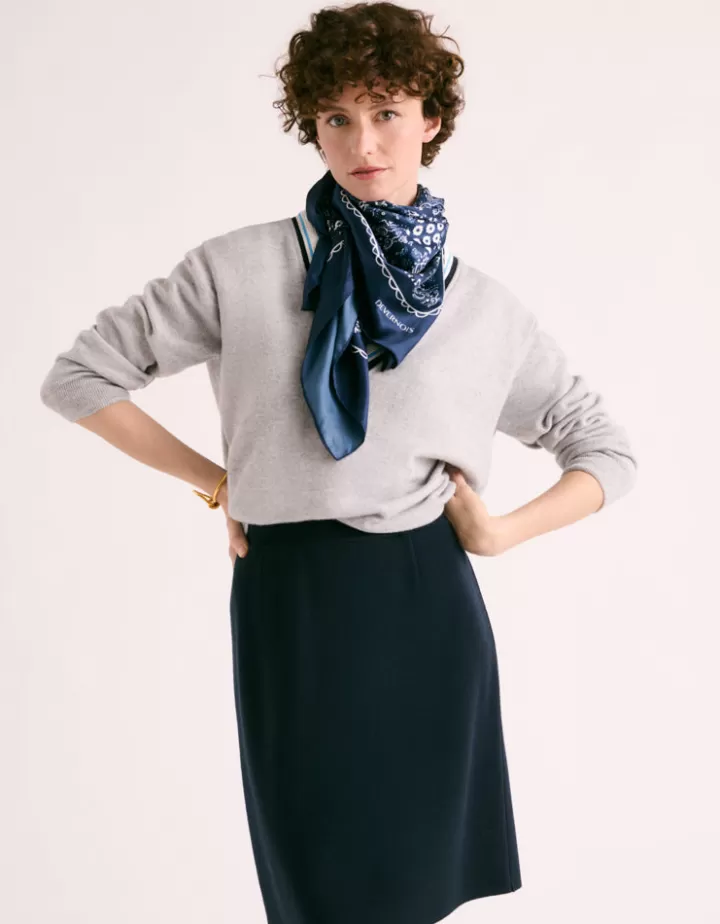 Robes & Jupes | Maille>DEVERNOIS Jupe maille en laine mérinos Tricotée en France Stone