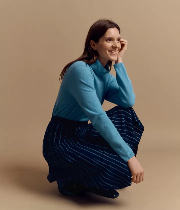 Robes & Jupes | Maille>DEVERNOIS Jupe maille flêchée Made in France Bleumarine