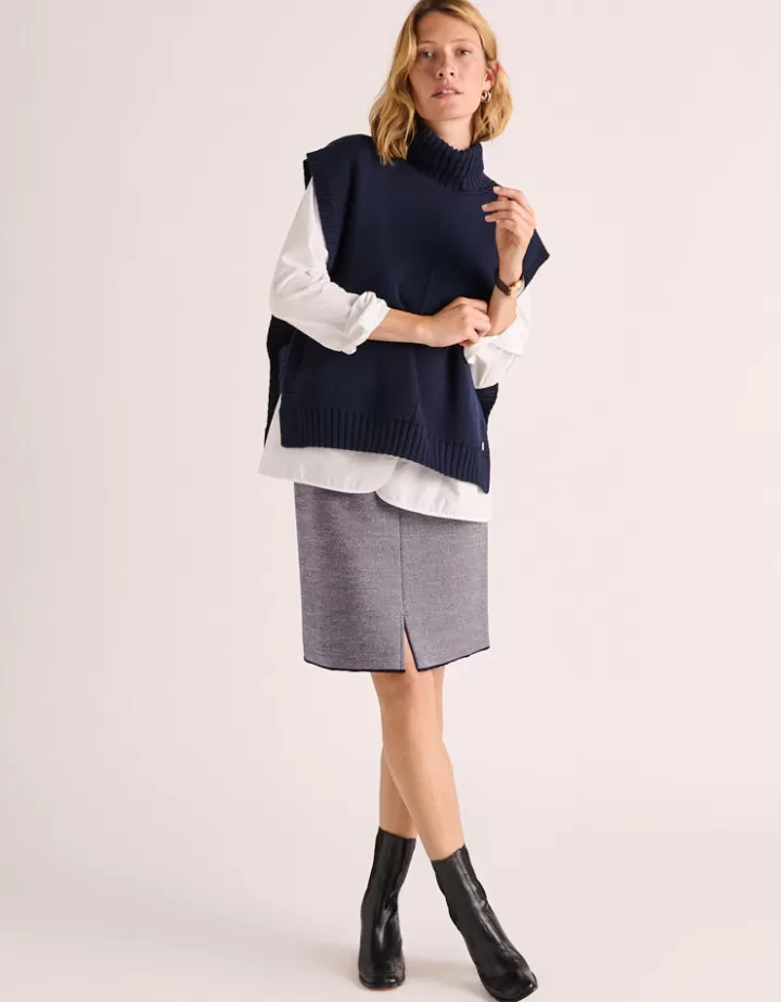 Robes & Jupes | Maille>DEVERNOIS Jupe maille Made in France Bleumarine