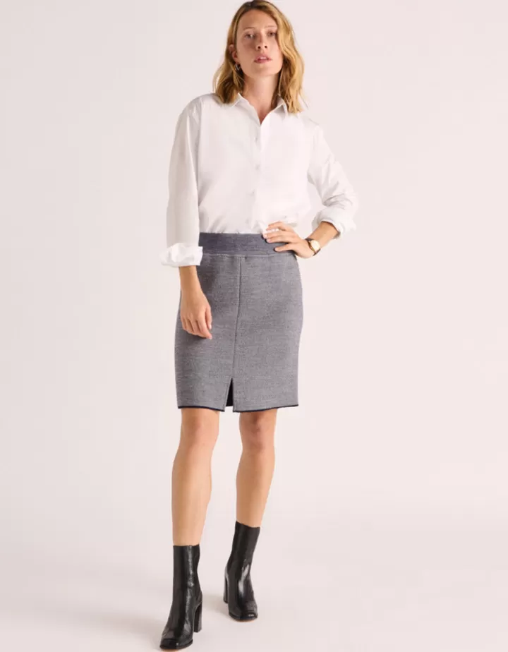Robes & Jupes | Maille>DEVERNOIS Jupe maille Made in France Bleumarine