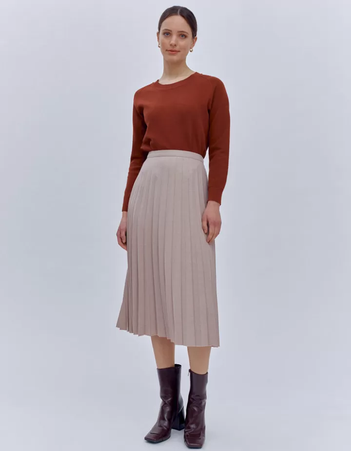 Robes & Jupes>DEVERNOIS Jupe plissée En flanelle Beigenude