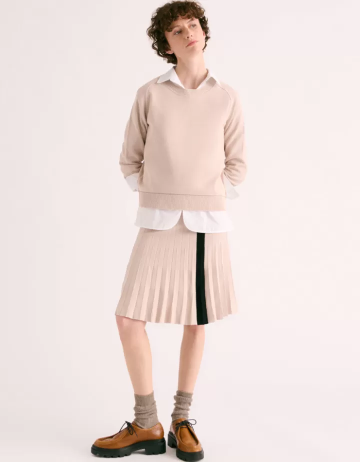 Robes & Jupes | Maille>DEVERNOIS Jupe plissée maille Made in France Beige