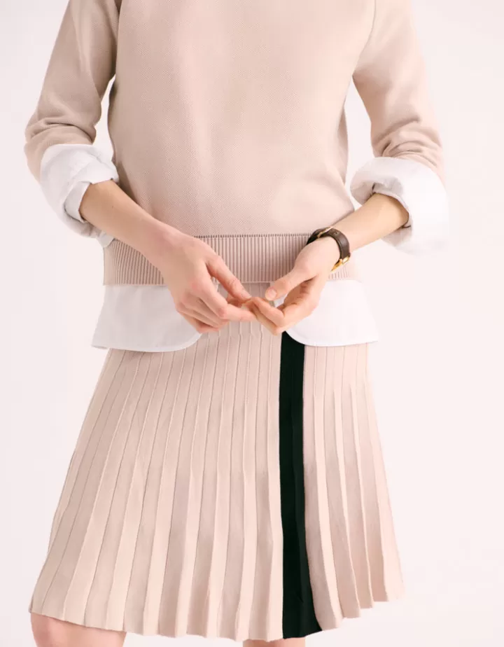 Robes & Jupes | Maille>DEVERNOIS Jupe plissée maille Made in France Beige