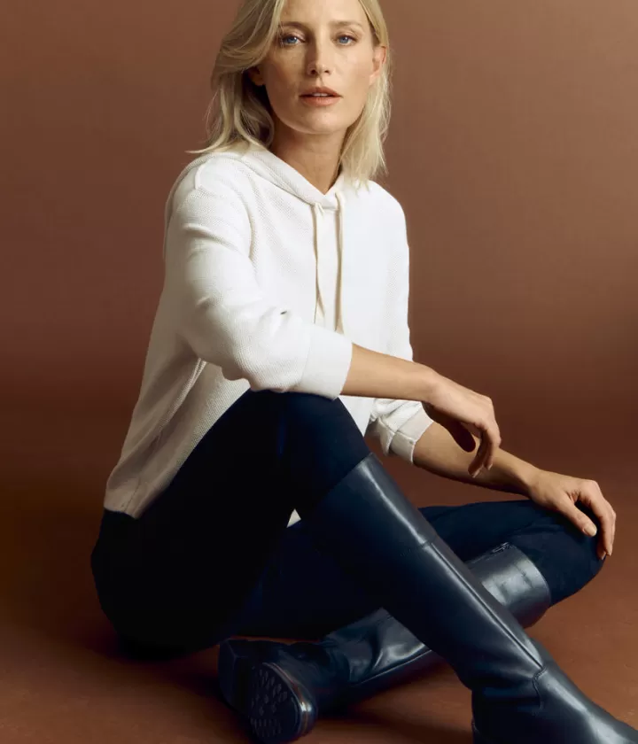Pantalons>DEVERNOIS Legging en cuir Taille élastiquée Noir
