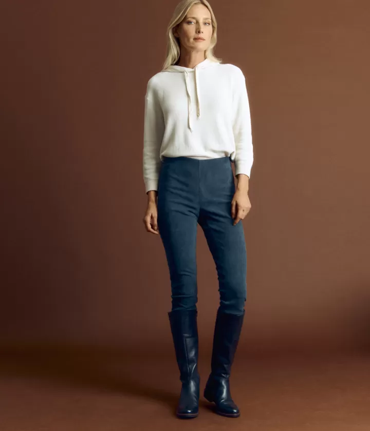 Pantalons>DEVERNOIS Legging en cuir Taille élastiquée Grissilver