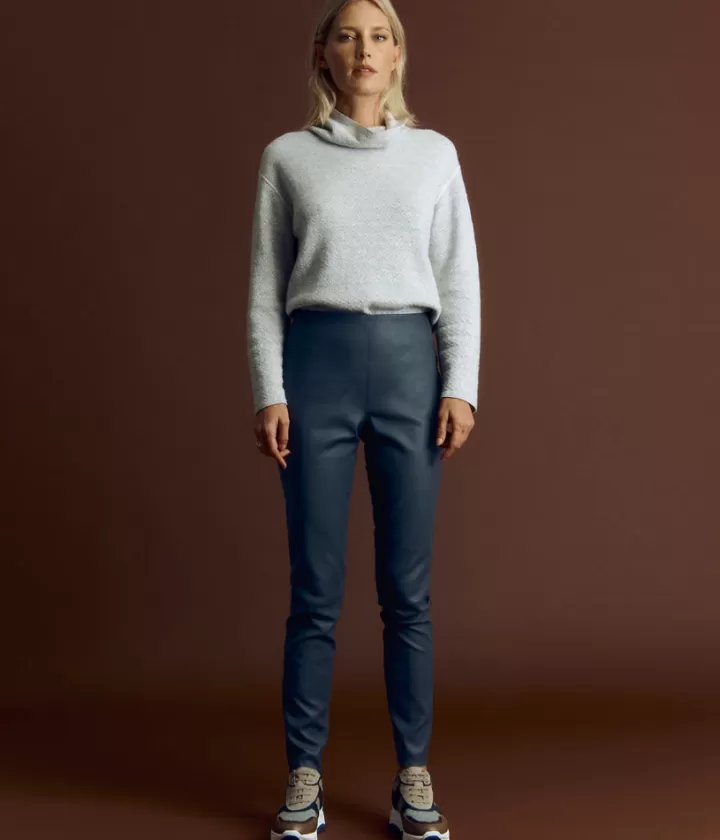 Pantalons>DEVERNOIS Legging en cuir Taille élastiquée Grisasphalte