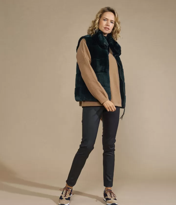 Pantalons>DEVERNOIS Legging élastiqué à la taille 100% cuir