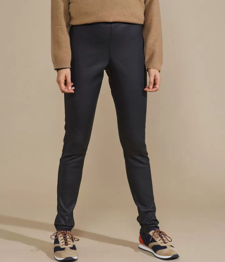 Pantalons>DEVERNOIS Legging élastiqué à la taille 100% cuir