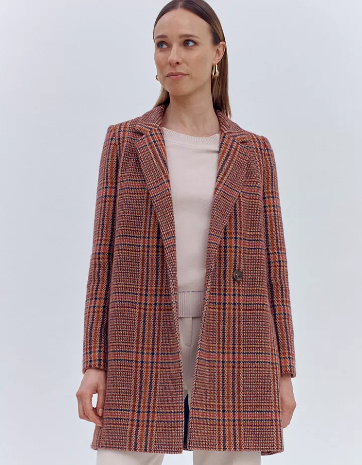 Vestes & Manteaux>DEVERNOIS Manteau 3/4 En tweed Marronocre
