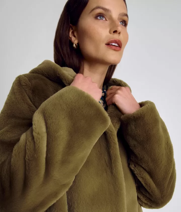 Vestes & Manteaux>DEVERNOIS Manteau court En fausse fourrure Vertmaquis