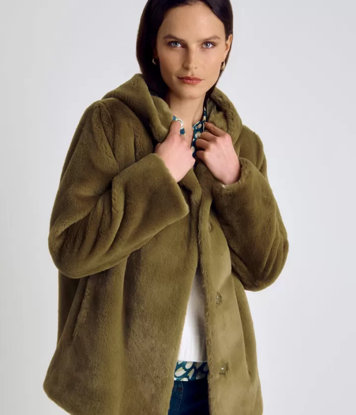 Vestes & Manteaux>DEVERNOIS Manteau court En fausse fourrure Vertmaquis