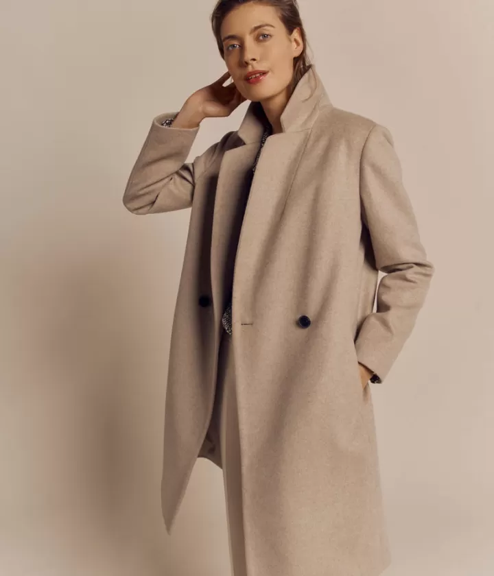 Vestes & Manteaux>DEVERNOIS Manteau double boutonnage Laine Beigecraie