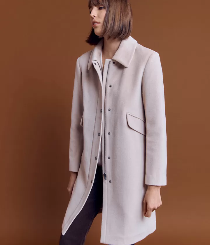 Vestes & Manteaux>DEVERNOIS Manteau en laine Mi-long Beigepeau