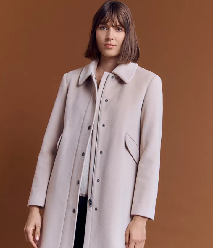 Vestes & Manteaux>DEVERNOIS Manteau en laine Mi-long Beigepeau