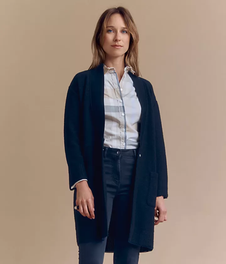 Vestes & Manteaux | Maille>DEVERNOIS Manteau en laine Mérinos et alpaga Tricoté en France Noir