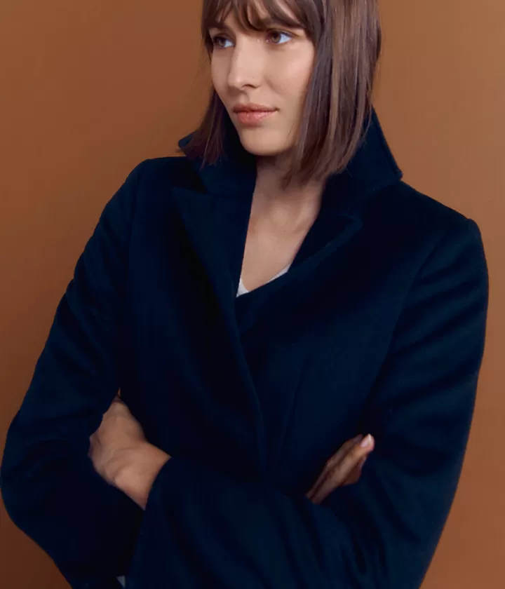 Vestes & Manteaux>DEVERNOIS Manteau long en laine Doublé Noir