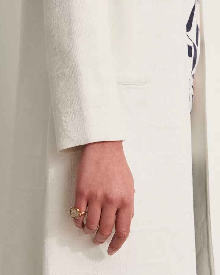 Vestes & Manteaux | Maille>DEVERNOIS Manteau maille jacquard Tricoté en France Blanccasse