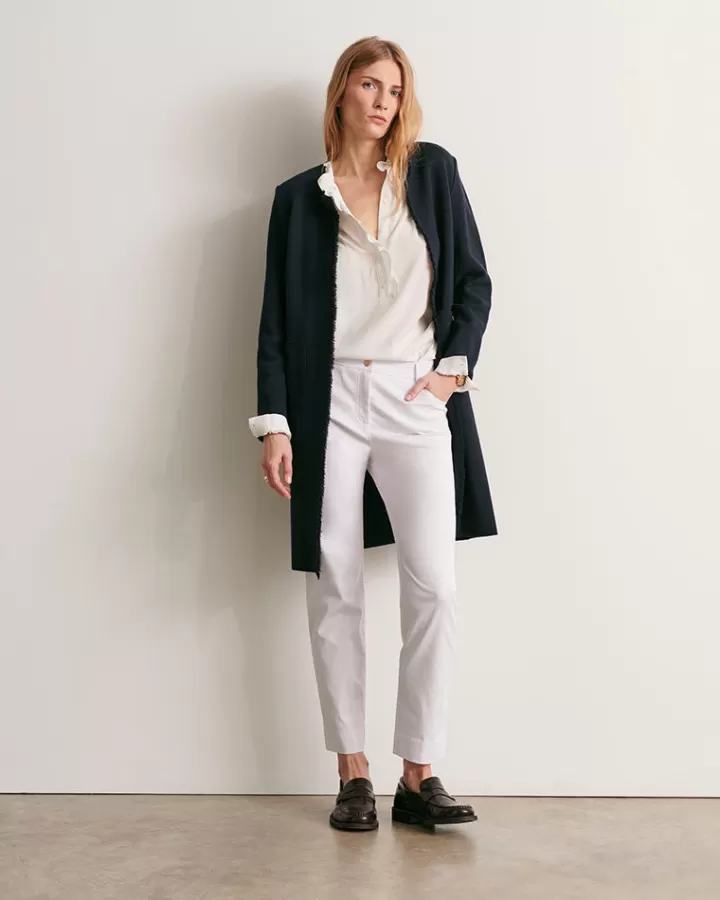 Vestes & Manteaux | Maille>DEVERNOIS Manteau maille milano à franges Tricoté en France Bleumarine
