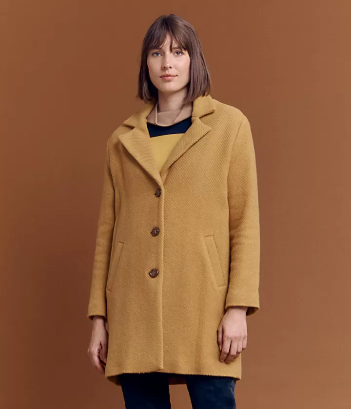 Vestes & Manteaux>DEVERNOIS Manteau mi-long en laine En tweed Jaunecumin