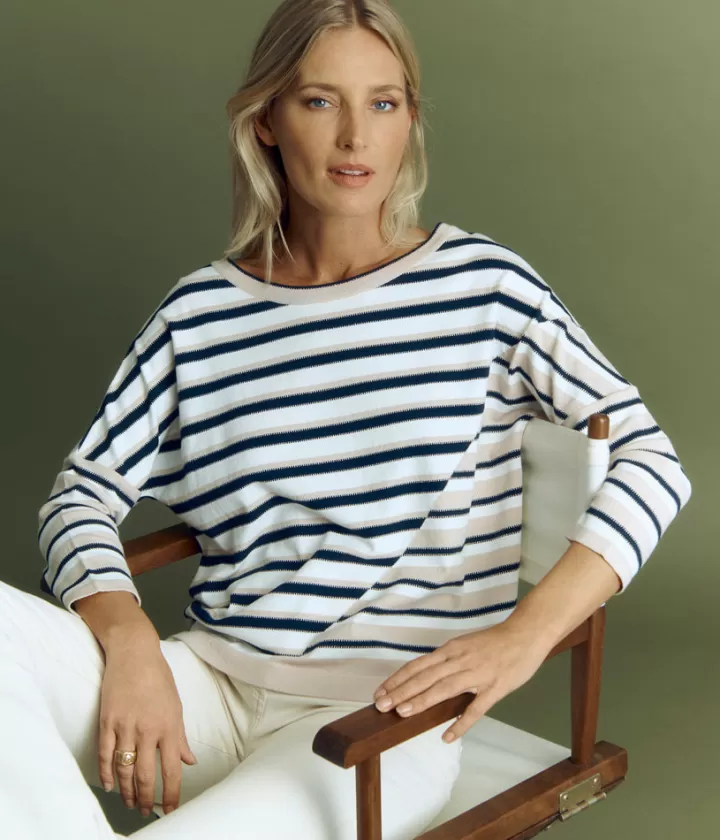 Maille>DEVERNOIS Marinière oversize maille Tricotée en France Beige
