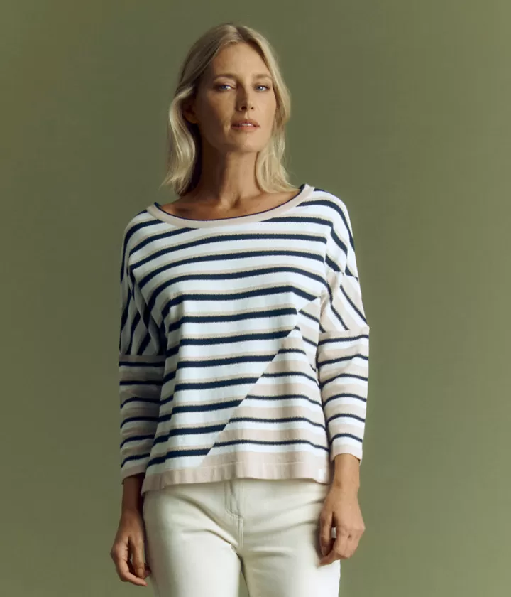 Maille>DEVERNOIS Marinière oversize maille Tricotée en France Beige