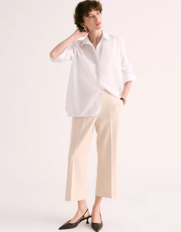 Pantalons>DEVERNOIS Pantalon crop leg En viscose stretch Blanccasse
